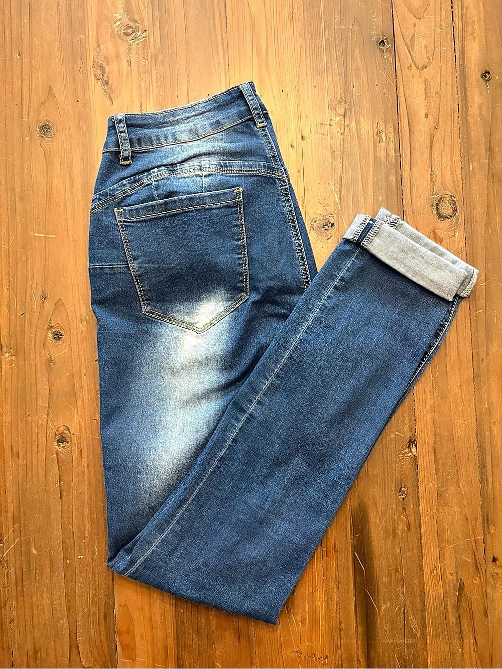 Unbranded Distressed Skinny Jeans Medium Wash Cuffed Size S